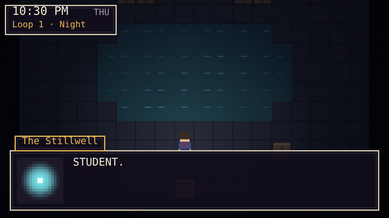 A dark chamber with a perfectly still spring
